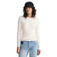 GANT Damen Pullover - STRETCH COTTON CABLE C-NECK, Rundhals, Zopfstrick, Logo Ecru XS