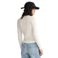 GANT Damen Pullover - STRETCH COTTON CABLE C-NECK, Rundhals, Zopfstrick, Logo Ecru XS