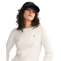 GANT Ladies Jumper - STRETCH COTTON CABLE C-NECK, round neck, cable knit, logo Ecru XS (X-Small)