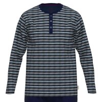 CECEBA Herren Schlafanzug - Pyjama, Baumwollmischung, Rundhals, lang Blau M