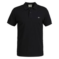 GANT Herren Poloshirt - SLIM SHIELD PIQUE POLO, Kurzarm, Knopfleiste, Logo Schwarz S