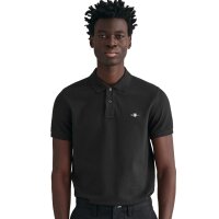 GANT Herren Poloshirt - SLIM SHIELD PIQUE POLO, Kurzarm, Knopfleiste, Logo Schwarz S