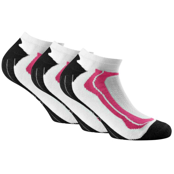 Rohner Basic Unisex Sneaker Sports Socks, 3 pack - Sport, cotton White/Pink 35-38 (2.5-5 UK)