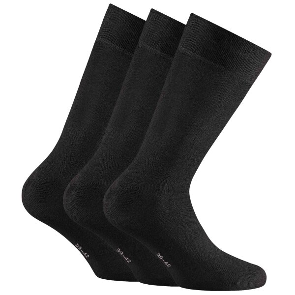 Rohner Basic Unisex Socken, Multipack - Cotton, Kurzsocken, einfarbig Schwarz 39-42 6er Pack (2x3P)