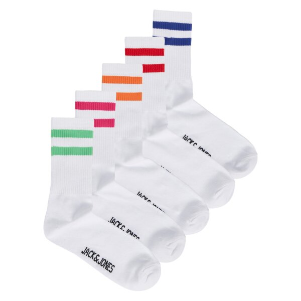 Jack & Jones Mens Tennis Socks, 5-pack - JACELI, Stripes, One Size