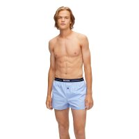BOSS Herren Web-Boxershorts, 2er Pack - Woven Boxer, Karo, Logobund Hellblau XL