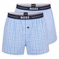BOSS Mens Woven Boxer Shorts, Pack of 2 - Woven Shorts, Logo Waistband Light Blue XL (X-Large)