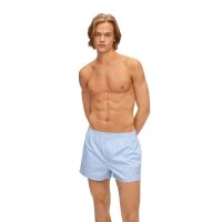 BOSS Herren Web-Boxershorts, 2er Pack - Woven Boxer, kariert, gestreift, Baumwolle Weiß/Blau L