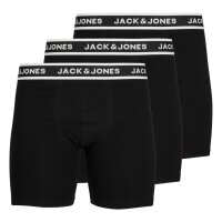 JACK&JONES Herren Boxershorts, 3er Pack - JACSOLID, Baumwoll-Stretch, einfarbig Schwarz L