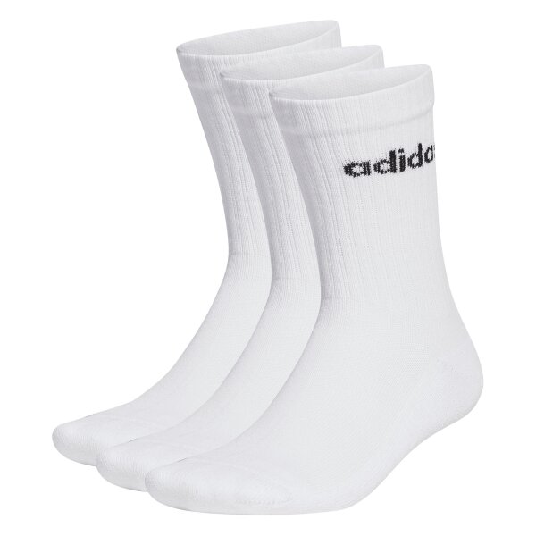 adidas Unisex Socken, 3er Pack - Linear Crew Cushioned, Logo, gepolstert, einfarbig Weiß 37-39