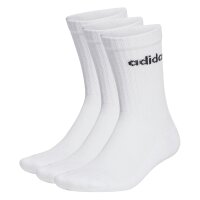 adidas Unisex Socken, 3er Pack - Linear Crew Cushioned, Logo, gepolstert, einfarbig Weiß 37-39