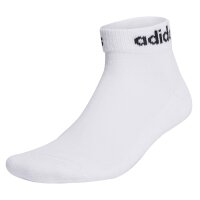 adidas Unisex Quarter Socken, 3er Pack - Linear Cushioned Ankle, Logo, gepolstert, einfarbig Weiß 43-45
