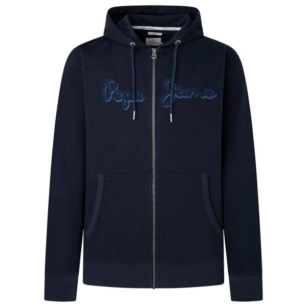 Pepe Jeans Herren Sweatjacke - RYAN ZIP, Jacke, Baumwolle, Reißverschluss, Logo, Kapuze, einfarbig