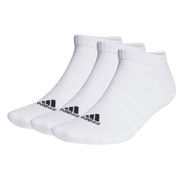 adidas Unisex Sneakersocken, 3er Pack - Cushioned Low-Cut, Logo, gepolstert, einfarbig Weiß 46-48
