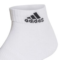 adidas Unisex Quarter Socken, 3er Pack - Cushioned Sportswear Ankle, Logo, gepolstert, einfarbig Weiß 46-48