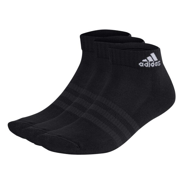 adidas Unisex Quarter Socken, 3er Pack - Cushioned Sportswear Ankle, Logo, gepolstert, einfarbig Schwarz 37-39