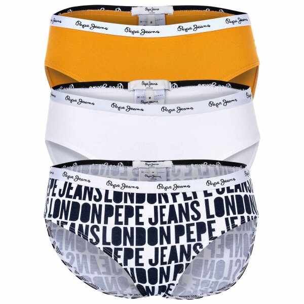 Pepe Jeans ladies briefs, 3-pack- CLASSIC BIKINI AO, all-over logo, underwear, polyester, logo waistband