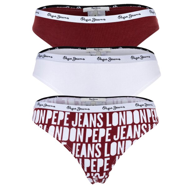 Pepe Jeans Damen Strings, 3er Pack- CLASSIC THONG AO, Allover-Logo, Unterwäsche, Polyester, Logobund
