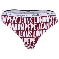 Pepe Jeans womens thongs, 3-pack- CLASSIC THONG AO, all-over logo, underwear, polyester, logo waistband White/Red L (Large)