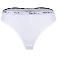 Pepe Jeans Damen Strings, 3er Pack- CLASSIC THONG AO, Allover-Logo, Unterwäsche, Polyester, Logobund Weiß/Rot S
