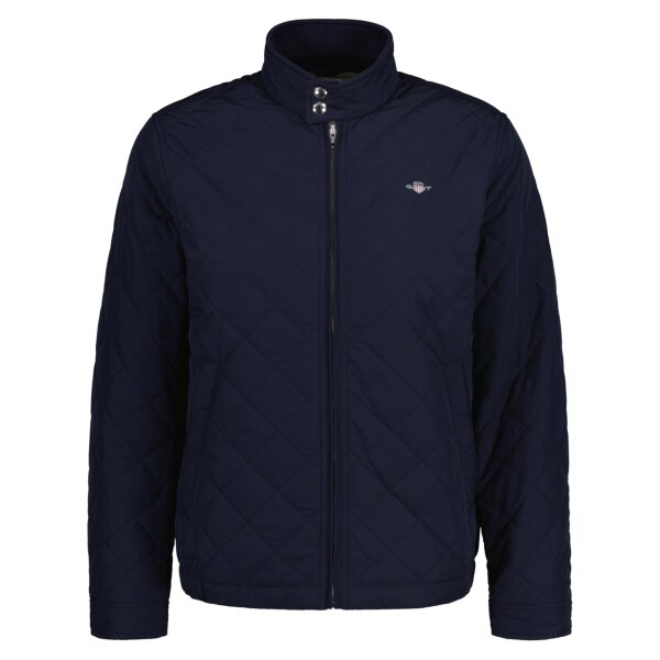 GANT Mens Quilted Jacket - QUILTED WINDCHEATER, Zip, Stand-up Collar, Logo Blue L (Large)