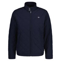 GANT Herren Steppjacke - QUILTED WINDCHEATER, Reißverschluss, Stehkragen, Logo Blau M