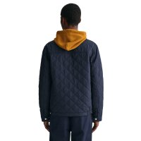 GANT Herren Steppjacke - QUILTED WINDCHEATER, Reißverschluss, Stehkragen, Logo Blau M