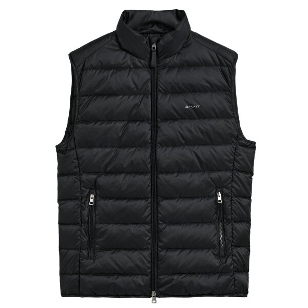 GANT Mens Down Quilted Jacket - LIGHT DOWN JACKET, zip, stand-up collar Black S (Small)
