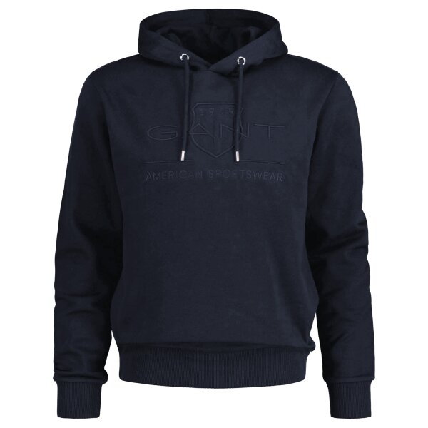 GANT Herren Hoodie - REGULAR TONAL SHIELD HOODIE, Kapuzen-Sweatshirt, Logo Blau L