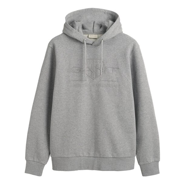 GANT Herren Hoodie - REGULAR TONAL SHIELD HOODIE, Kapuzen-Sweatshirt, Logo Grau L