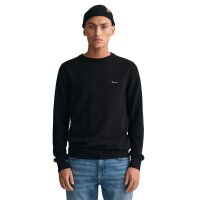 GANT mens pique knit jumper, round neck - COTTON PIQUE C-NECK, cotton Black M (Medium)