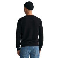 GANT mens pique knit jumper, round neck - COTTON PIQUE C-NECK, cotton Black M (Medium)