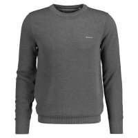 GANT mens pique knit jumper, round neck - COTTON PIQUE C-NECK, cotton Grey S (Small)