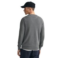 GANT mens pique knit jumper, round neck - COTTON PIQUE C-NECK, cotton Grey S (Small)
