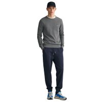 GANT mens pique knit jumper, round neck - COTTON PIQUE C-NECK, cotton Grey S (Small)
