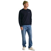 GANT Herren Pullover - CLASSIC COTTON C-NECK, Strickpullover, Rundhals, Baumwolle Blau L
