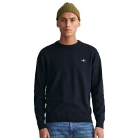 GANT Mens Pullover - CLASSIC COTTON C-NECK, knitted pullover, round neck, cotton Blue L (Large)