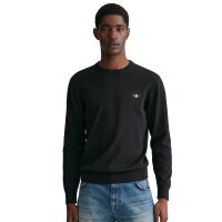 GANT Herren Pullover - CLASSIC COTTON C-NECK, Strickpullover, Rundhals, Baumwolle Schwarz S