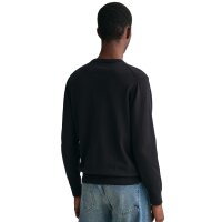 GANT Mens Pullover - CLASSIC COTTON C-NECK, knitted pullover, round neck, cotton Black S (Small)