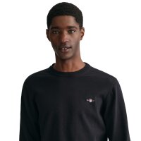 GANT Mens Pullover - CLASSIC COTTON C-NECK, knitted pullover, round neck, cotton Black S (Small)
