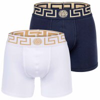 VERSACE Herren Boxershorts, 2er Pack  - TOPEKA, Bi-Stretch, Organic Cotton Weiß/Blau S