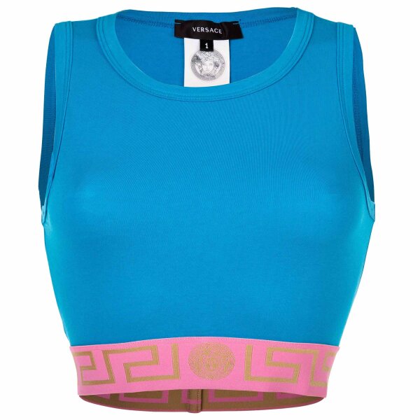 VERSACE Ladies Bustier - TOPEKA, Underwear T-Shirt, Tank Top, Bi-Stretch, Organic Cotton Blue/Light Pink 2XL (XX-Large)