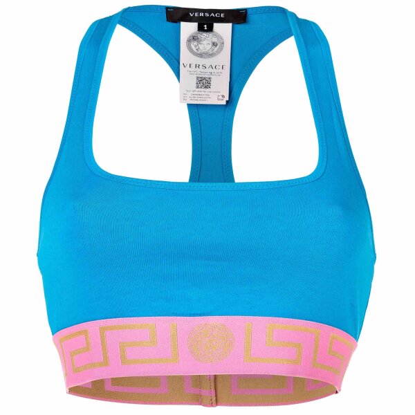 VERSACE Ladies Bustier - TOPEKA, Underwear, Bralette, Organic Cotton, Bi-Stretch Blue/Light Pink XL (X-Large)