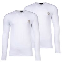 VERSACE Herren Langarmshirt, 2er Pack - TOPEKA, Longsleeve, Rundhals, Organic Cotton, Bi-Stretch Weiß S