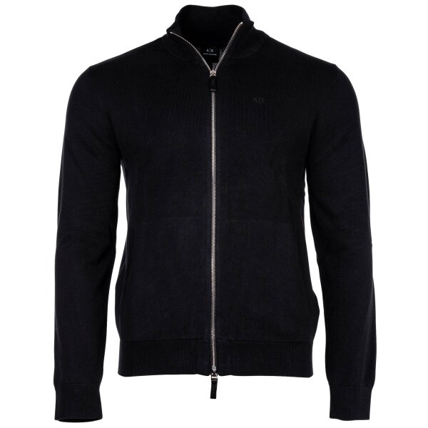 A|X ARMANI EXCHANGE mens cardigan - full-length zipper, cotton Black S (Small)