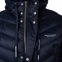 A|X ARMANI EXCHANGE Herren Daunen-Mantel - Steppjacke, Reißverschluss,Kapuze, Logo Aufdruck Dunkel Blau S