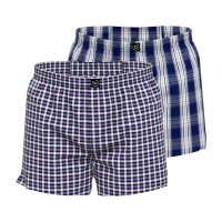 bugatti mens boxer shorts, 2-pack - woven shorts, cotton, check pattern