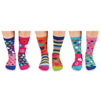 United Oddsocks Kinder Socken, 6 individuelle Socken - Geschenkbox, Motivsocken Hop, Skip & Funk 30,5-39