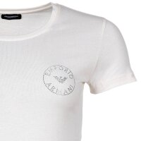 EMPORIO ARMANI Ladies T-Shirt - Round neck, Short sleeve, Loungewear, Stretch Cotton Cream M (Medium)