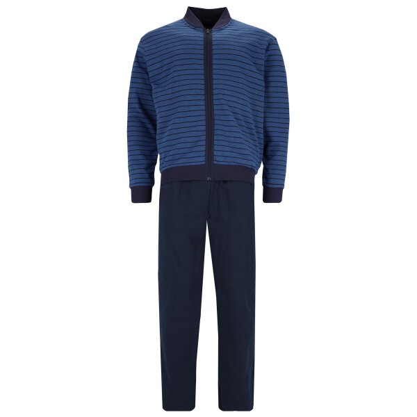 hajo Herren Homewear Anzug, 2-tlg. Set - Klima-Komfort, Jacke und Hose, Cotton-Mix Blau M